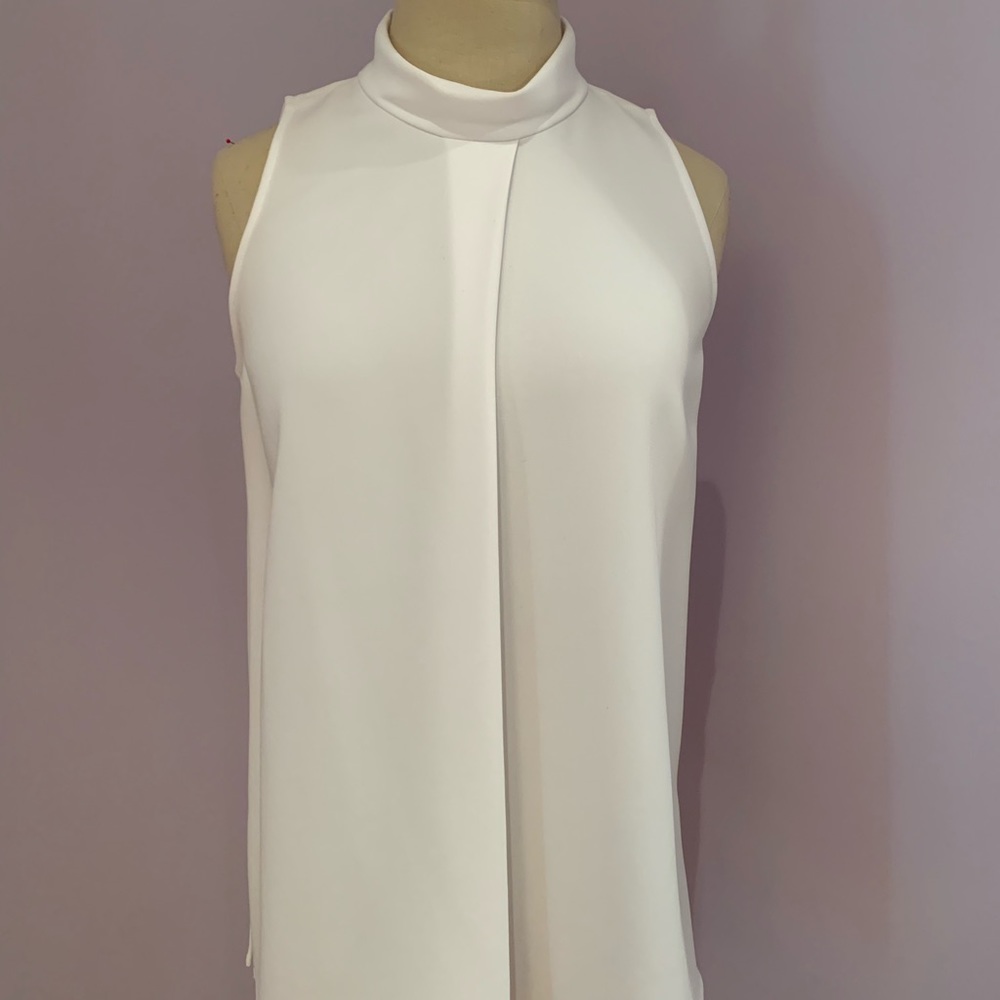 Theory mock neck white blouse with side slits
